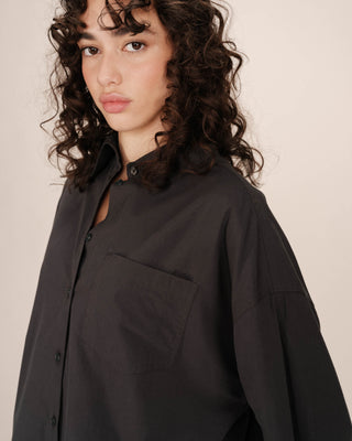 Oversized cotton shirt carbon Sira
