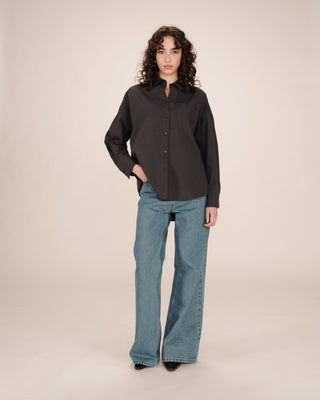 Oversized cotton shirt carbon Sira
