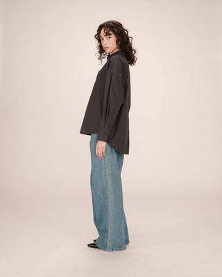 Oversized cotton shirt carbon Sira
