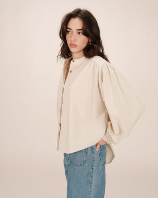 Velvet oversized blouse ecru Suri
