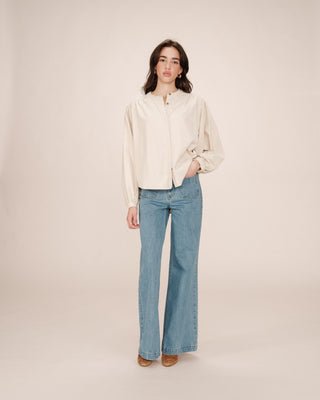 Velvet oversized blouse ecru Suri