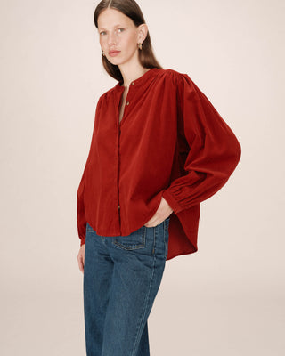 Velvet oversized blouse terracotta Suri