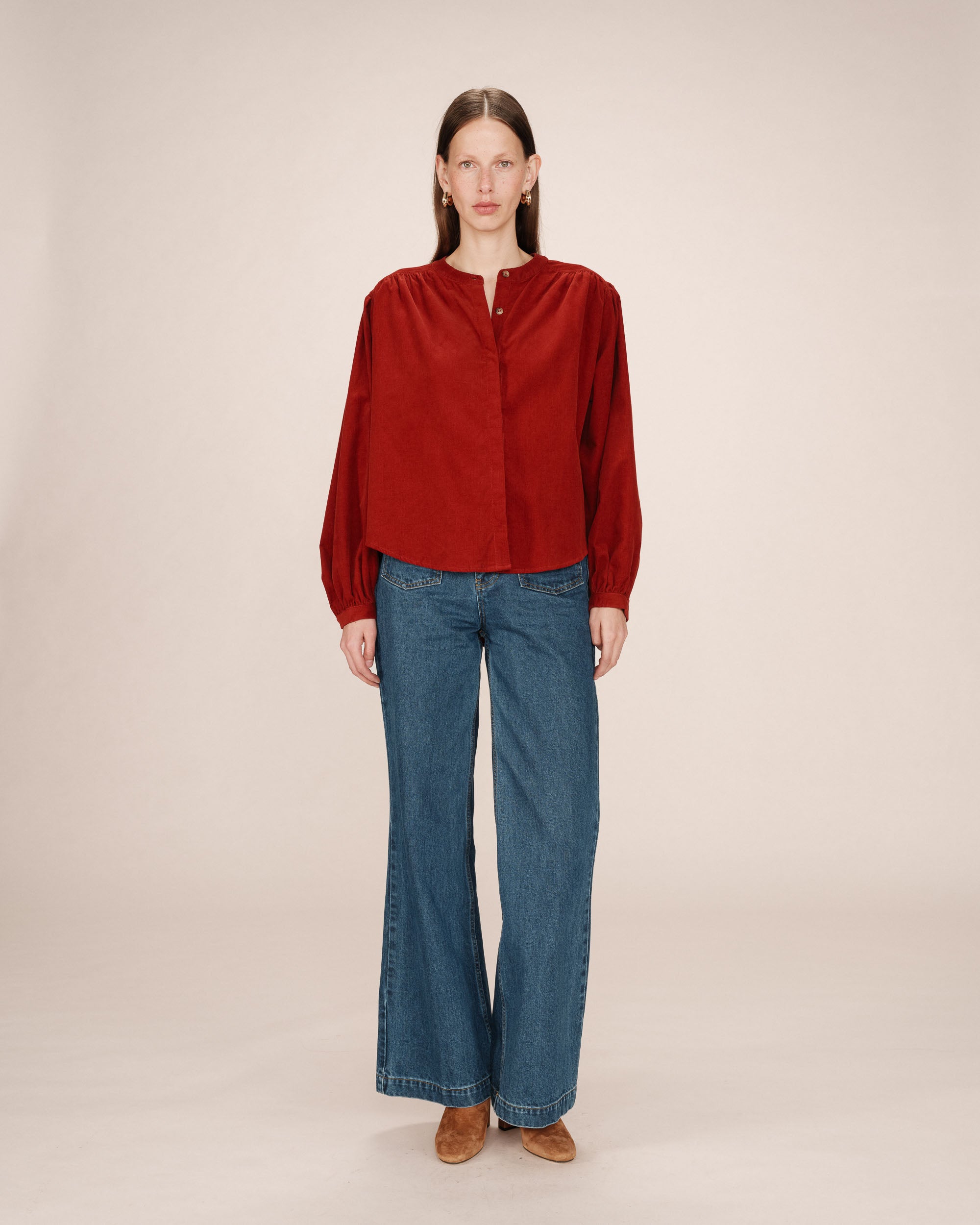 Velvet oversized blouse terracotta Suri