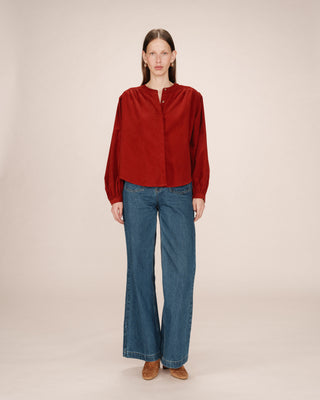 Velvet oversized blouse terracotta Suri