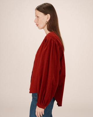 Velvet oversized blouse terracotta Suri