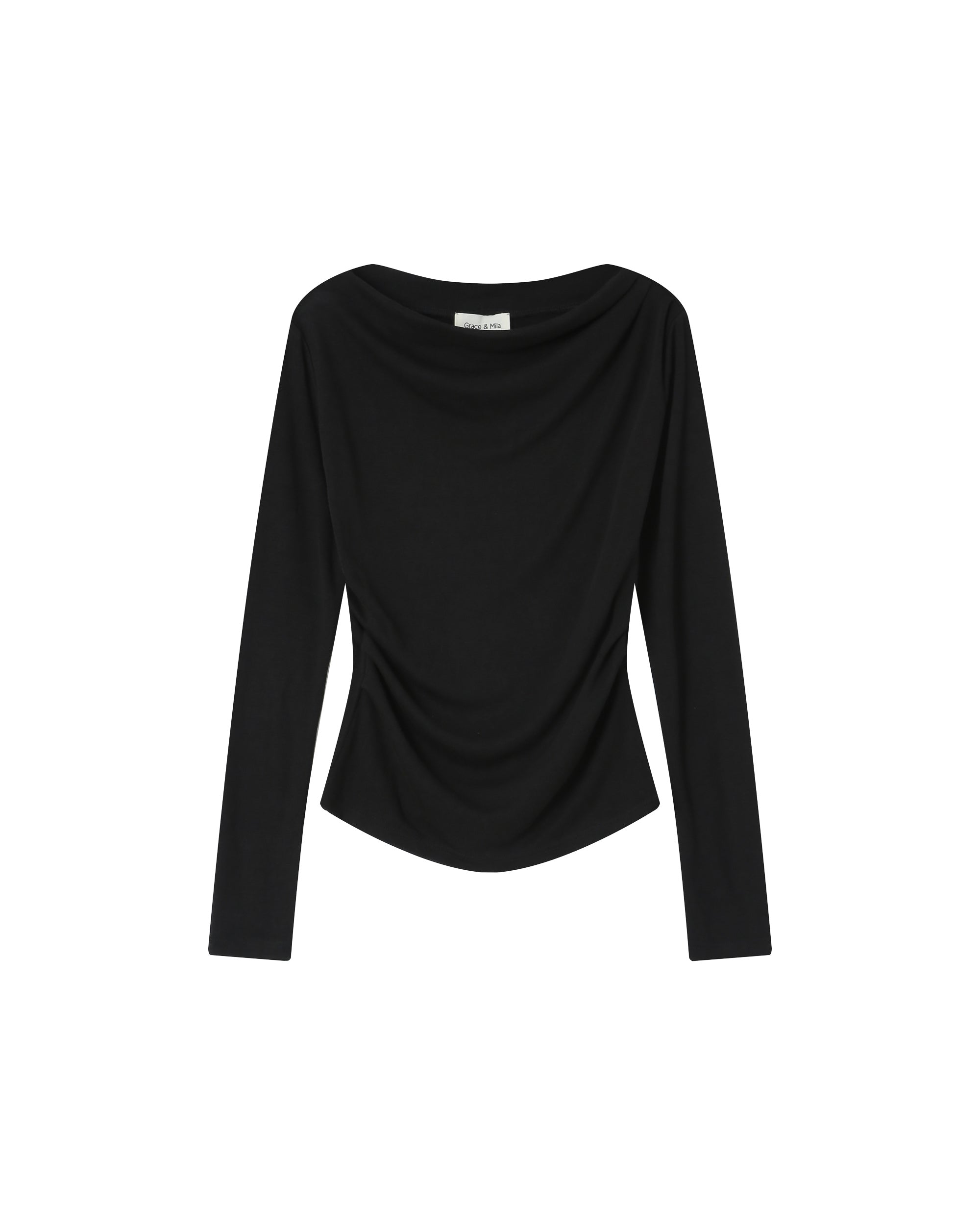 Asymmetrical draped top black Sioux