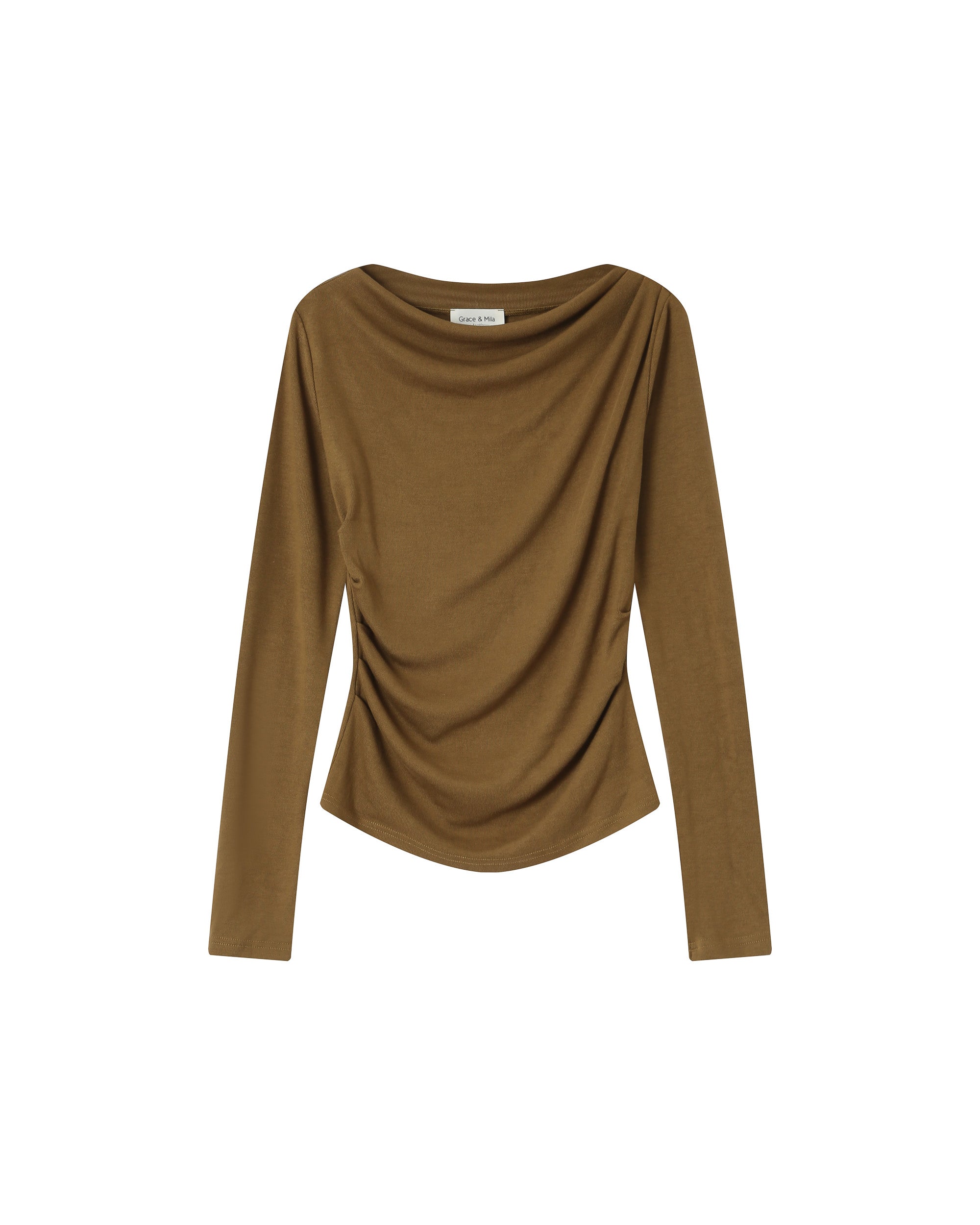 Asymmetrical draped top olive Sioux