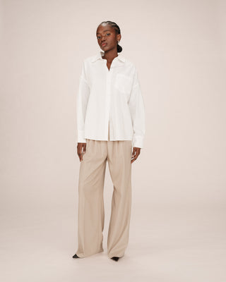 Straight shirt ecru Stripe