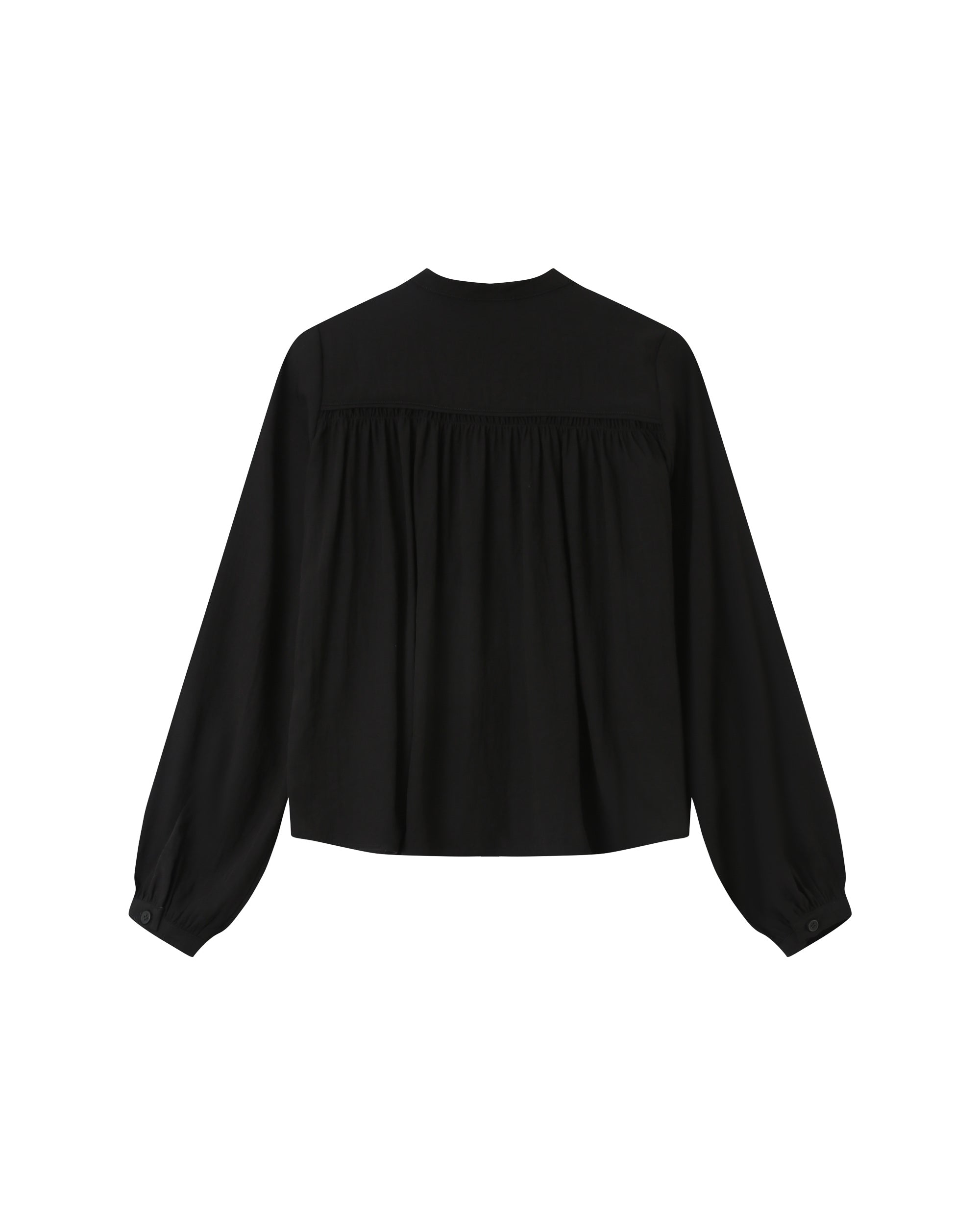 Ruched straight blouse black Savannah