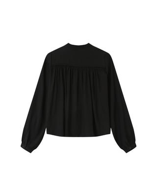 Ruched straight blouse black Savannah