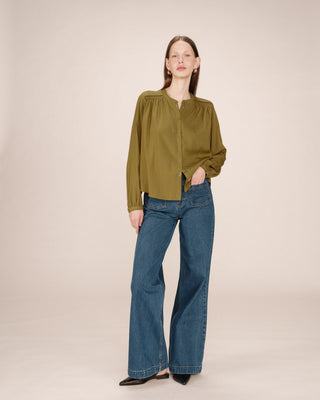 Ruched straight blouse olive Savannah