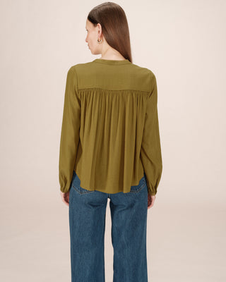 Ruched straight blouse olive Savannah