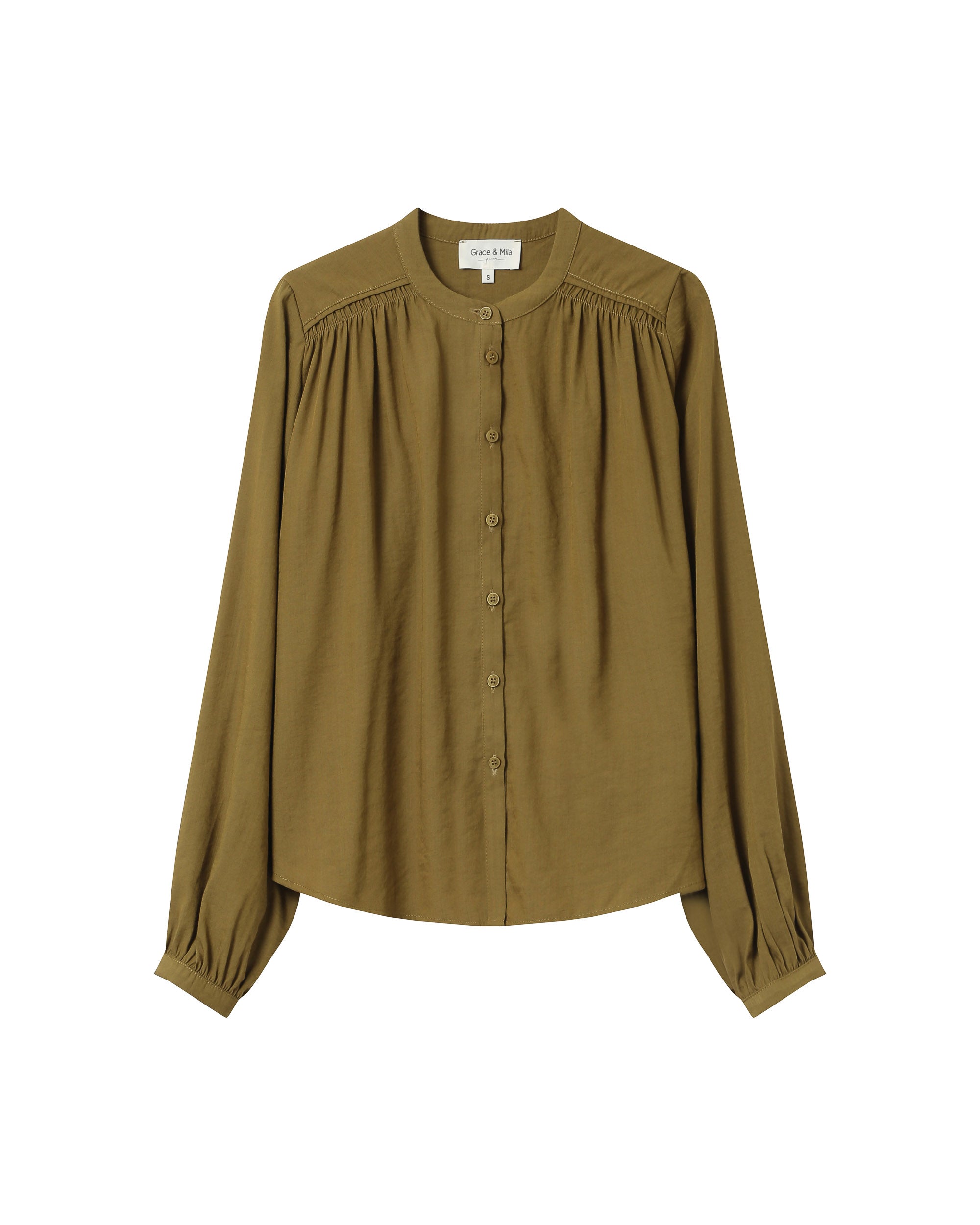 Ruched straight blouse olive Savannah