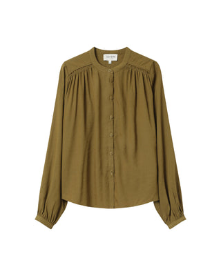 Ruched straight blouse olive Savannah