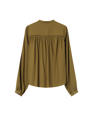 Ruched straight blouse olive Savannah