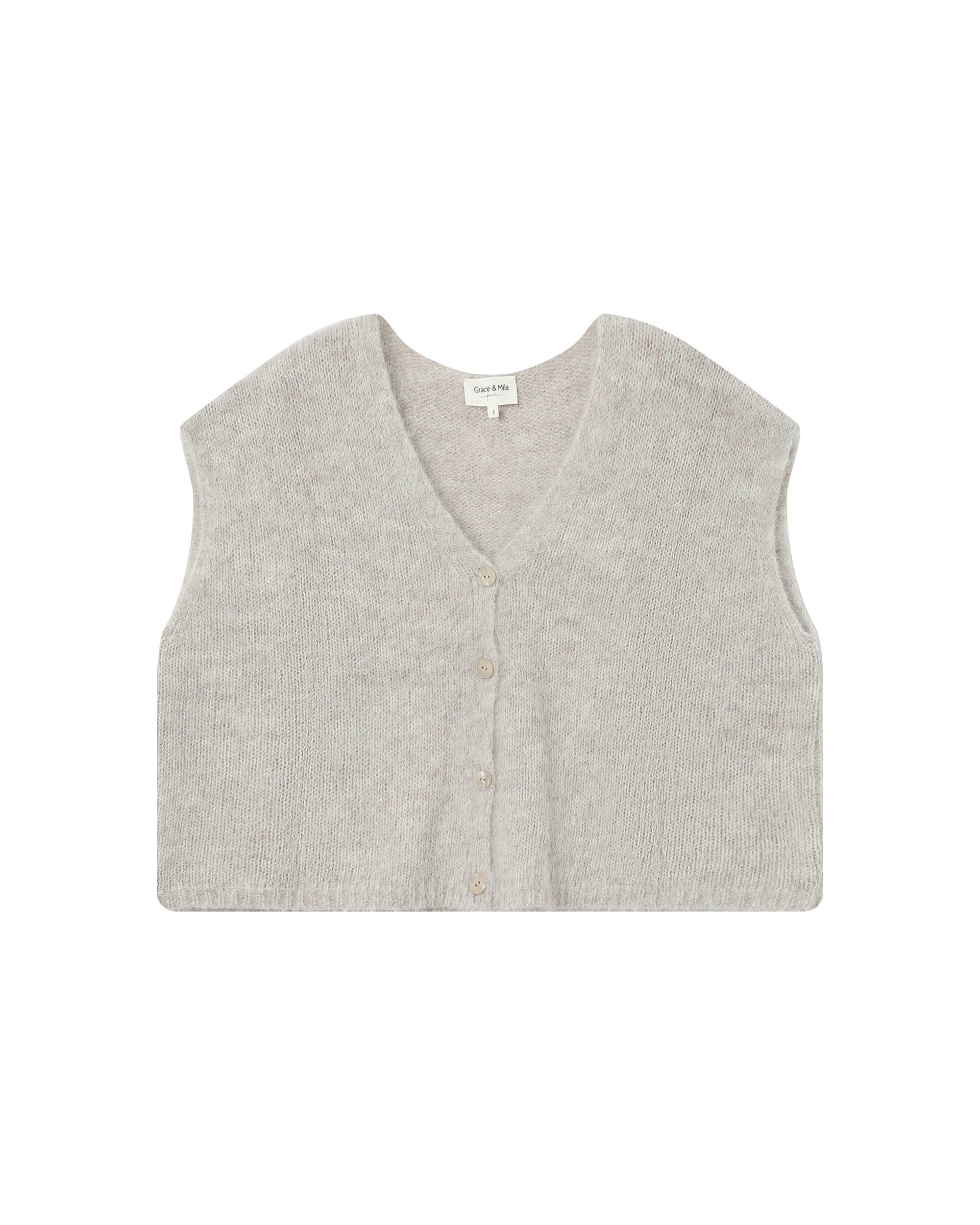 Wool and alpaca cardigan greige Savant
