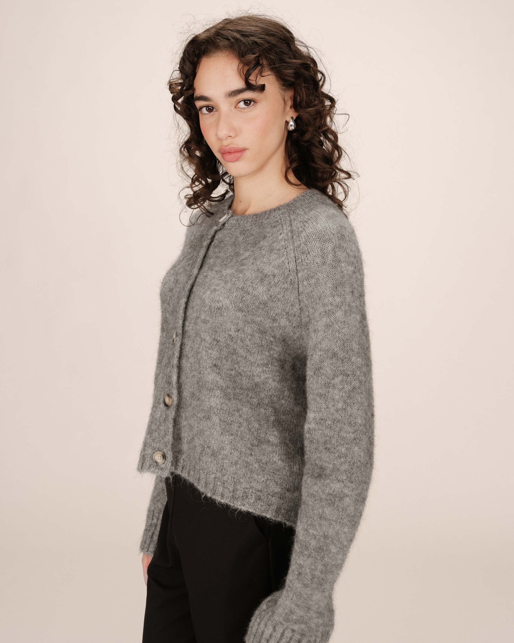 Wool and alpaca cardigan gray Salma