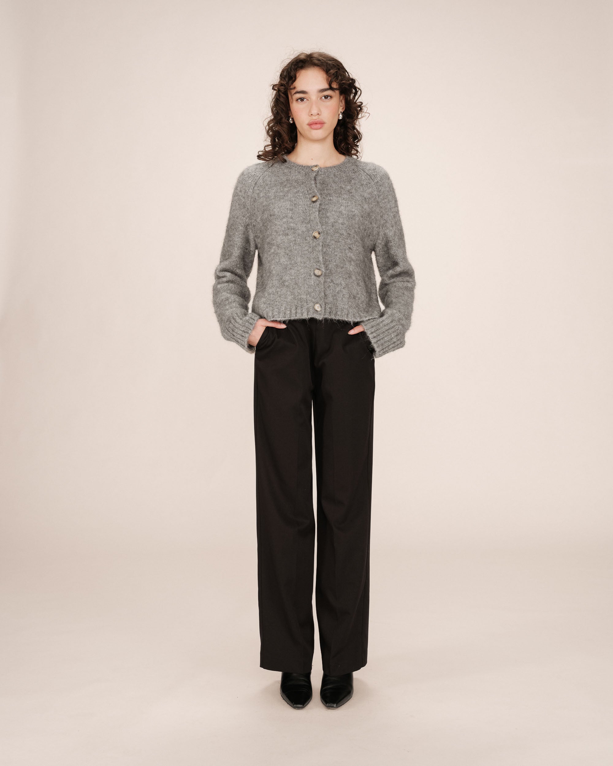 Wool and alpaca cardigan gray Salma