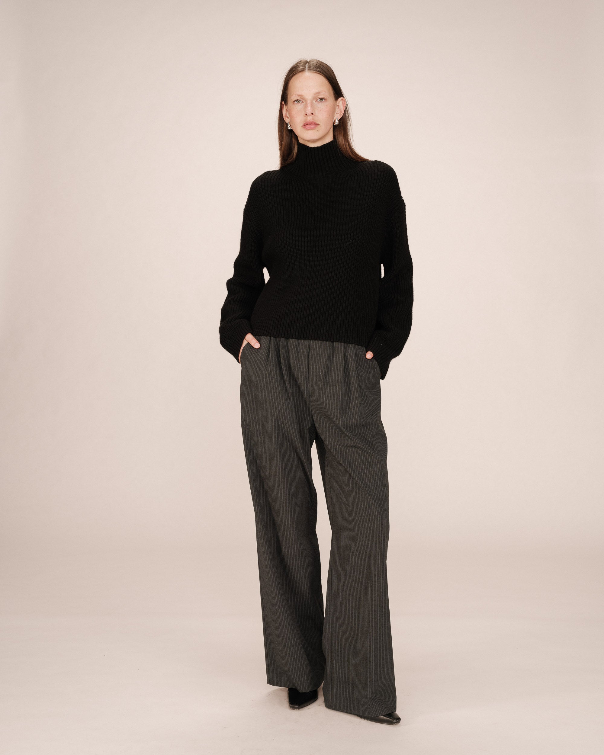 Pull en boxy en laine noir Sagan