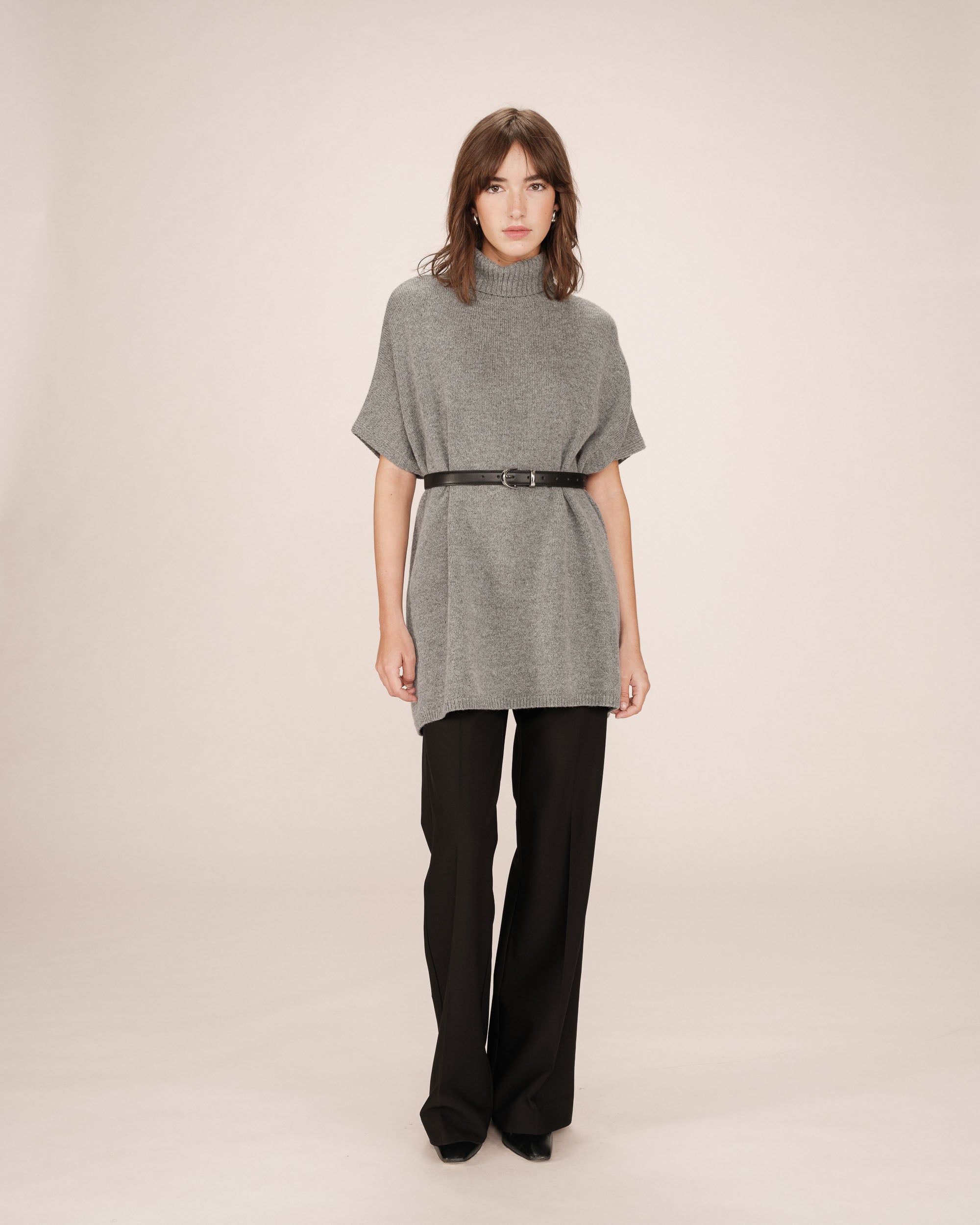 Knit poncho sweater anthracite Saison