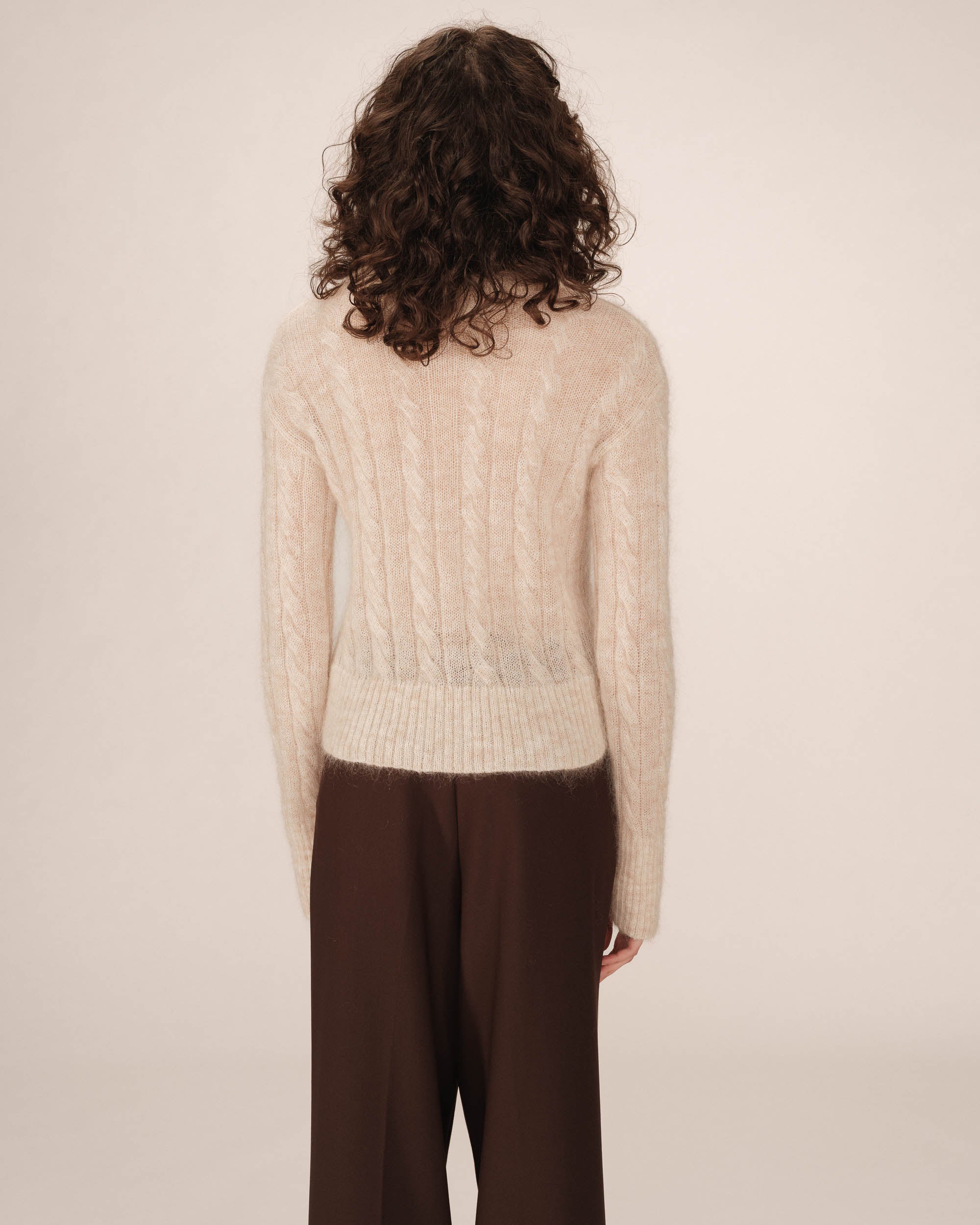 Cable knit wool sweater vanilla Sabin