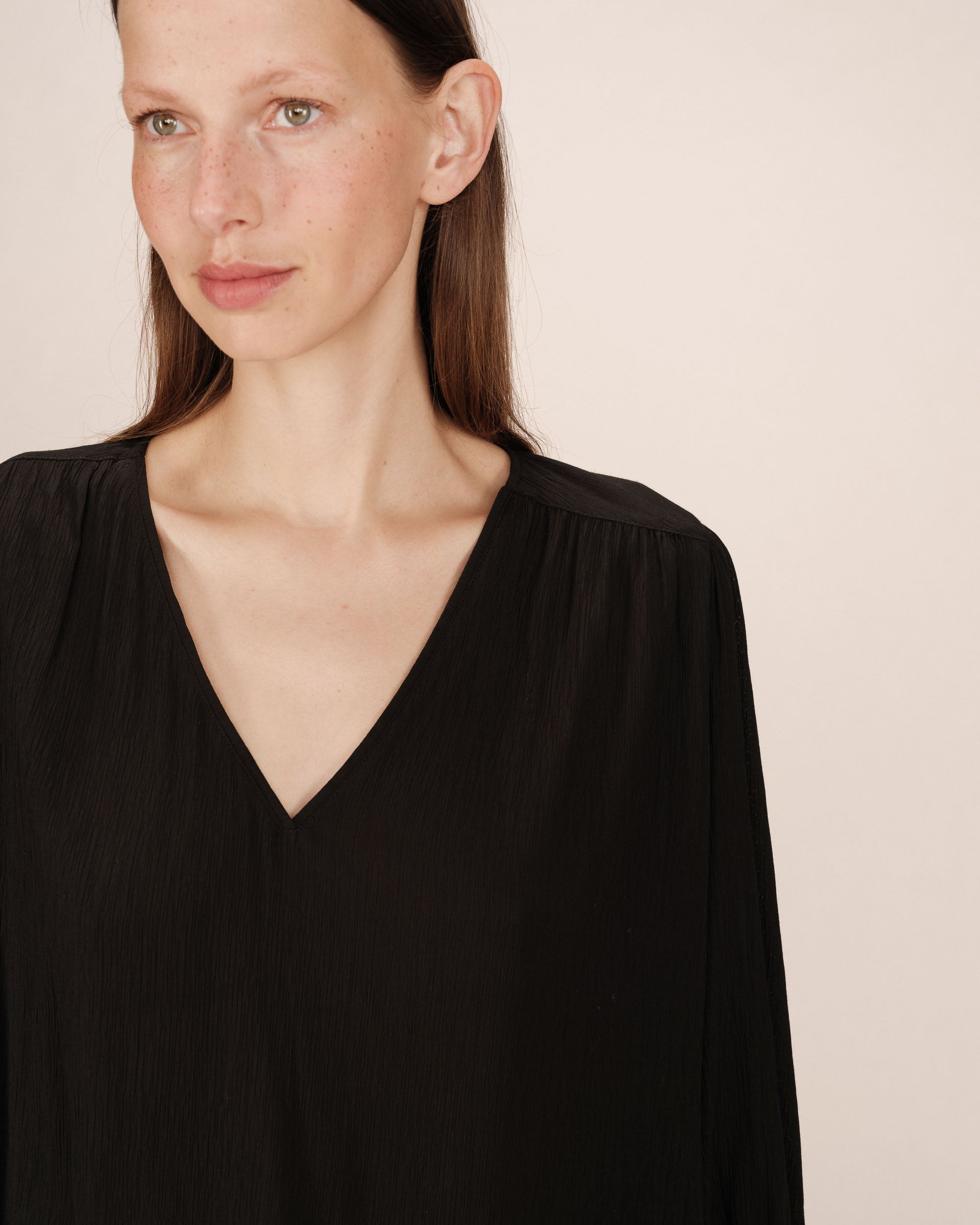 Blouse droite fluide noir Solo