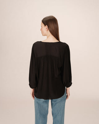 Flowy straight blouse black Solo