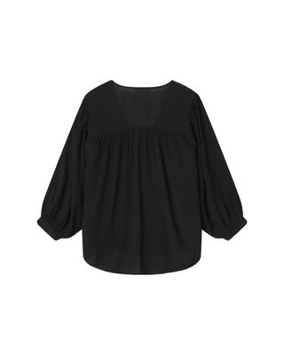 Flowy straight blouse black Solo