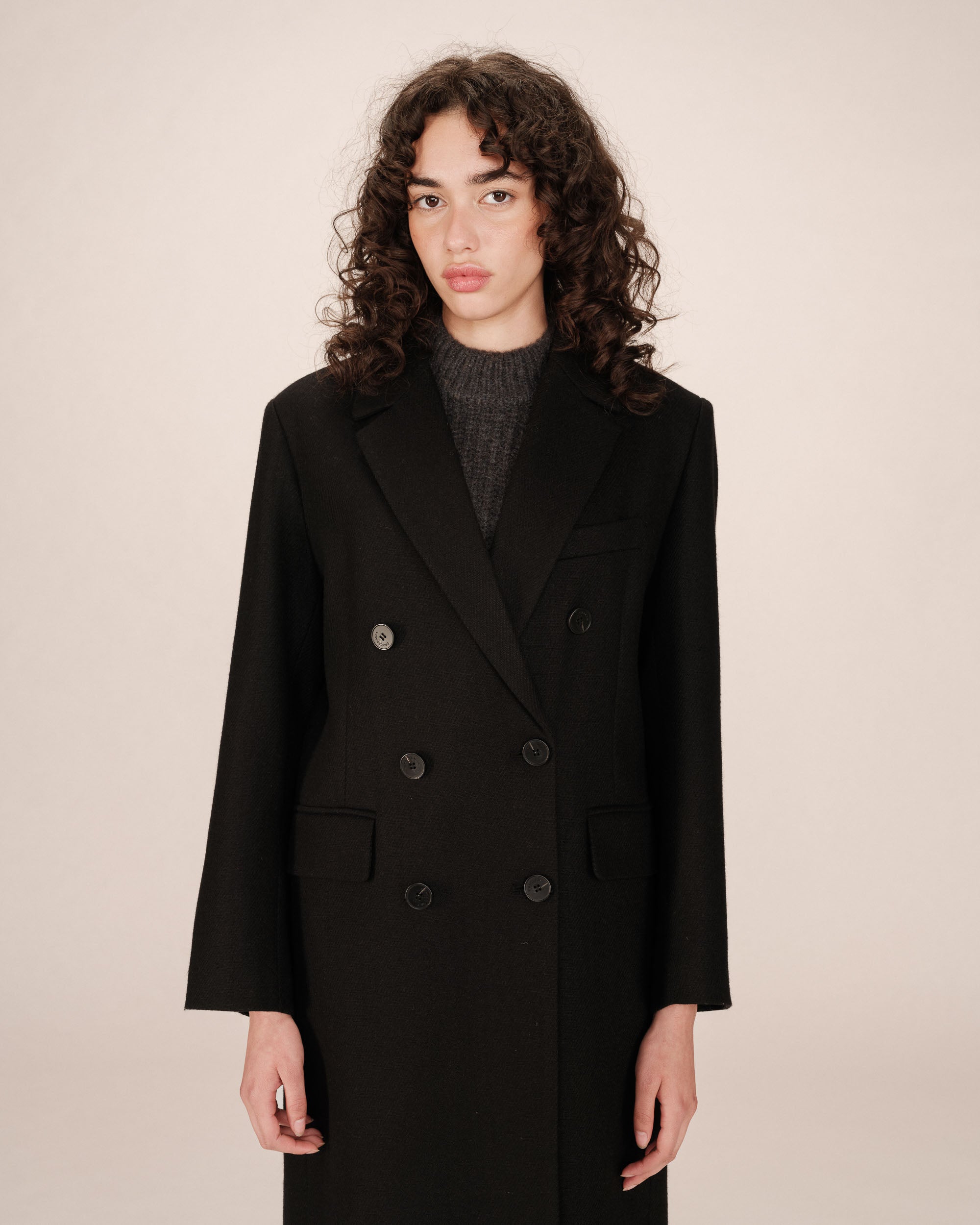 Manteau en laine noir Smith
