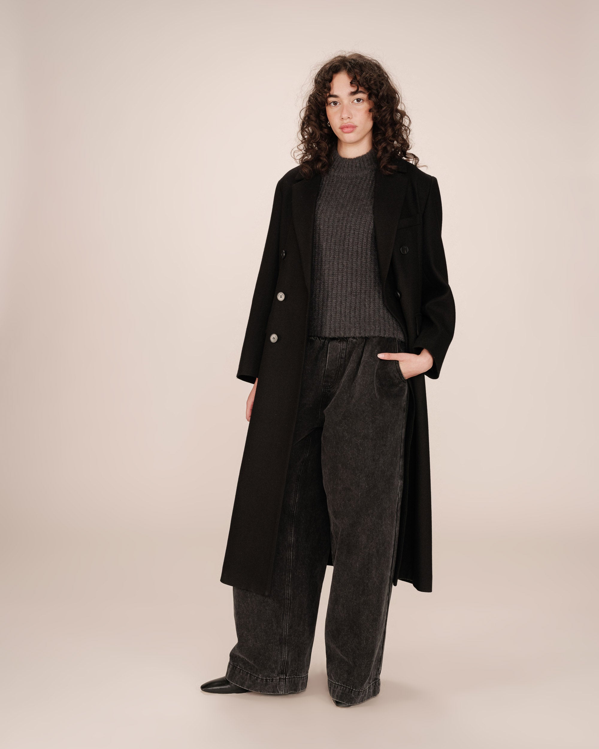Manteau en laine noir Smith