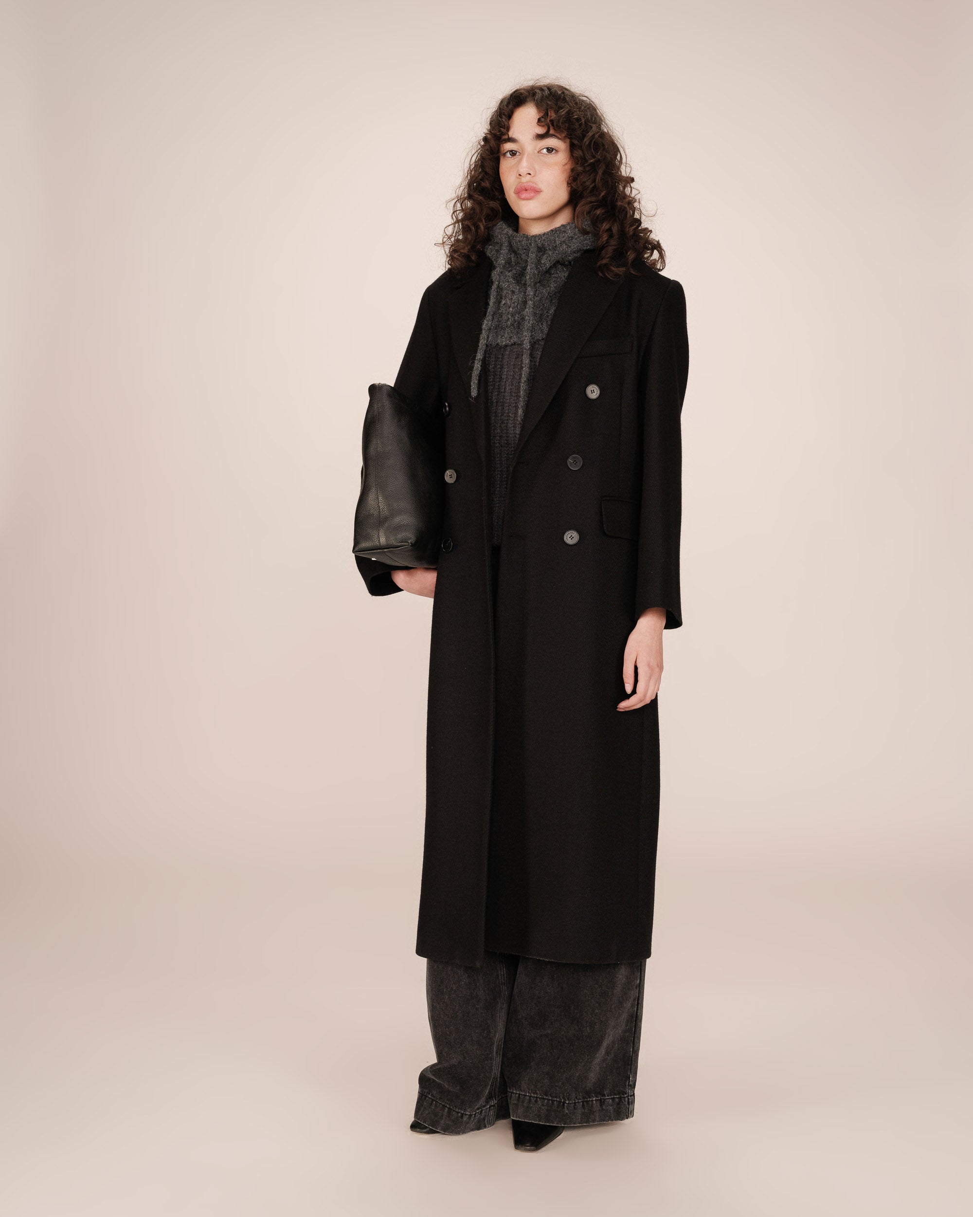Manteau en laine noir Smith