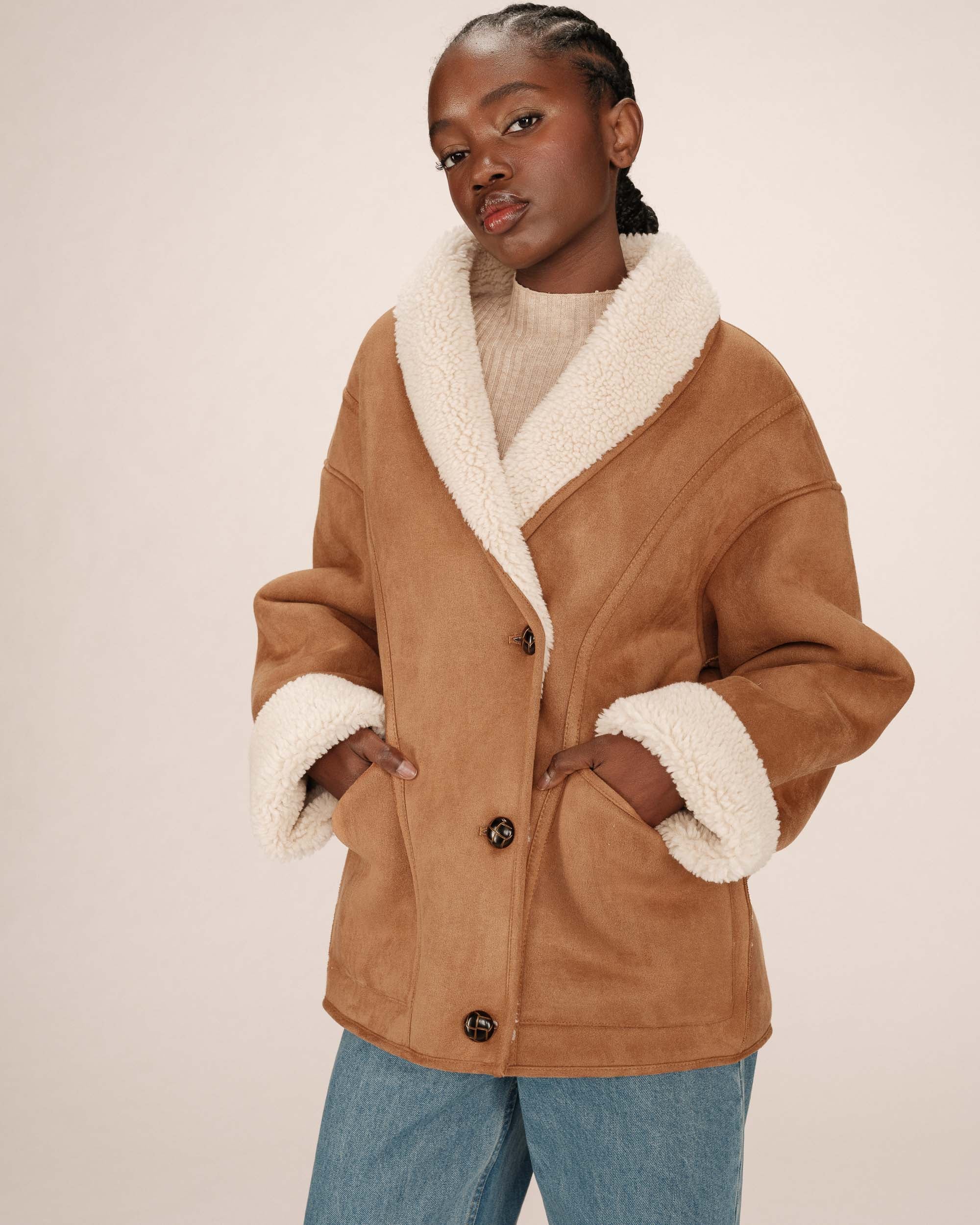 Veste boxy en laine camel Swan