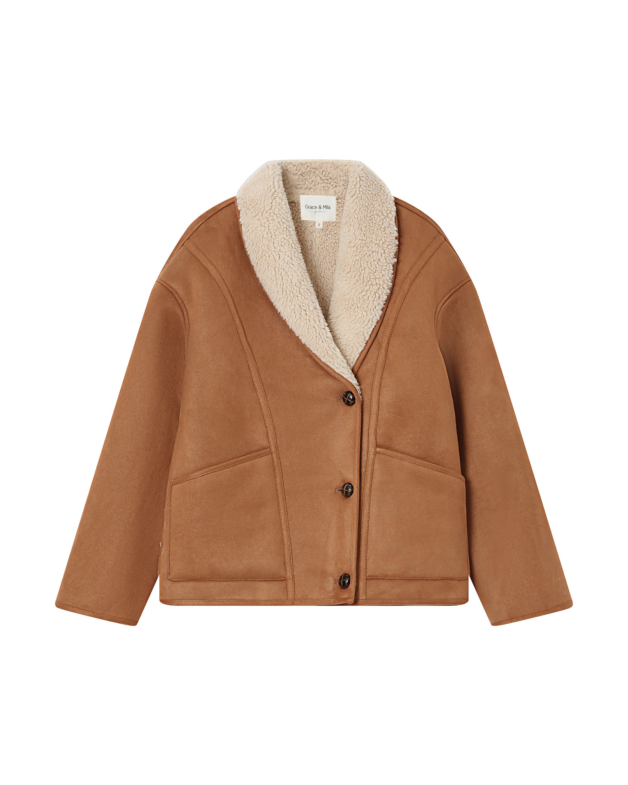 Veste boxy en laine camel Swan