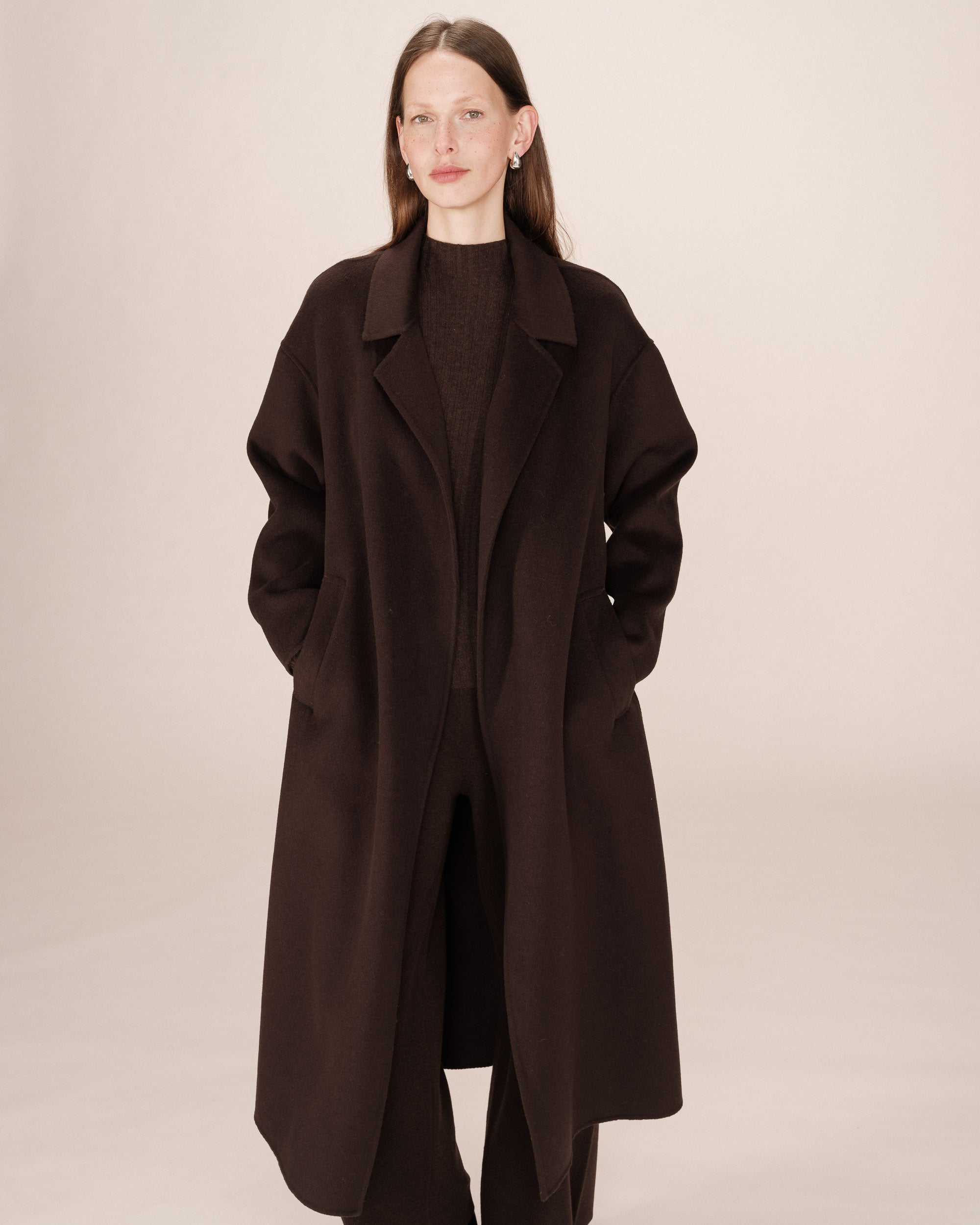 Wool coat chocolat Stone