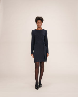 Robe courte en lurex marine Tea