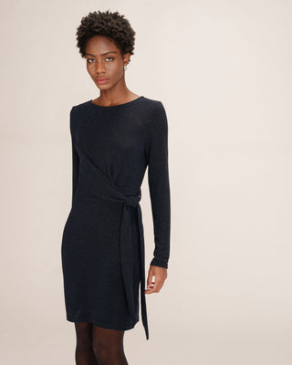 Robe courte en lurex marine Tea