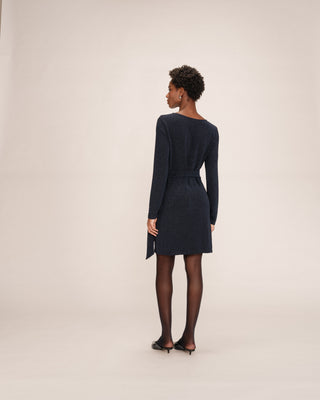 Robe courte en lurex marine Tea