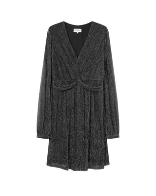 Robe courte plissee en lurex argent Tess