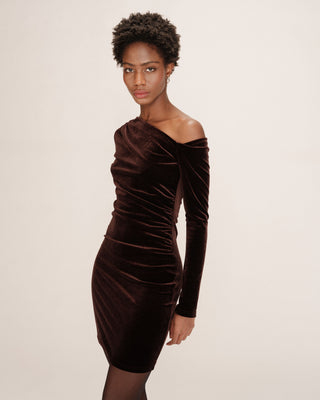 Robe courte velours chocolat Trinite