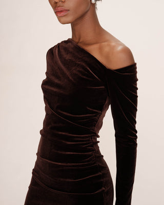 Robe courte velours chocolat Trinite