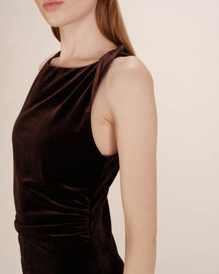 Robe longue velours chocolat Tivoli