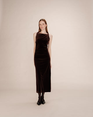 Robe longue velours chocolat Tivoli
