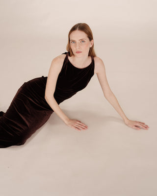 Robe longue velours chocolat Tivoli