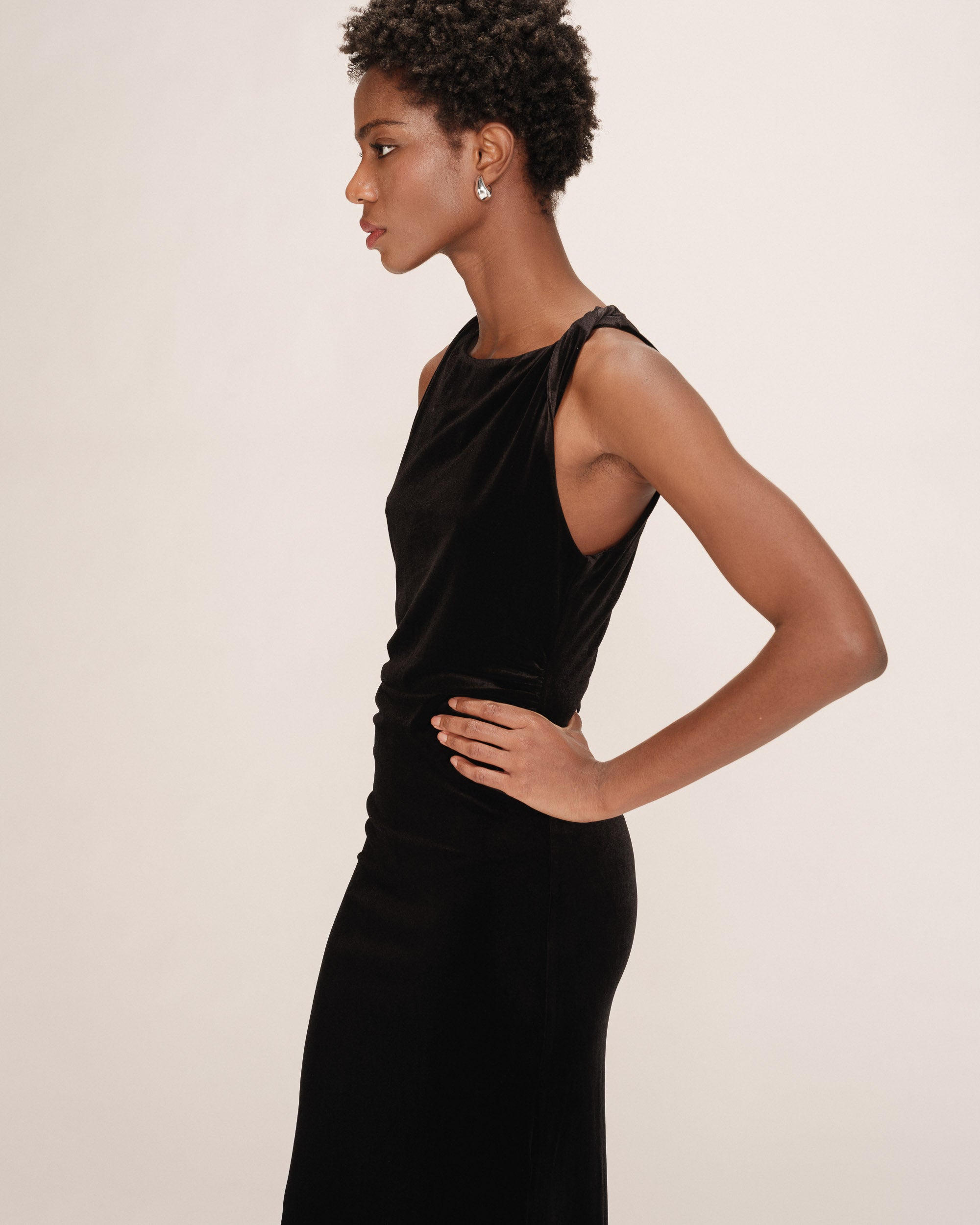 Robe longue velours noir Tivoli