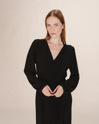 Robe longue portefeuille noir Talia