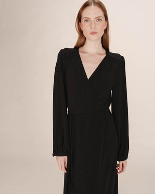 Robe longue portefeuille noir Talia