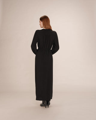Robe longue portefeuille noir Talia