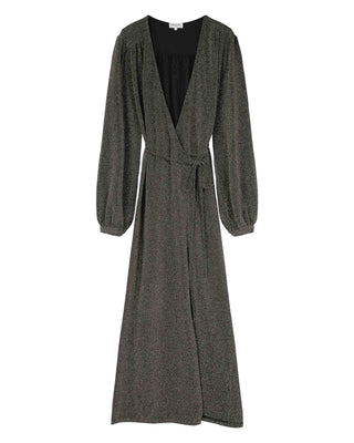 Robe longue portefeuille or Talia