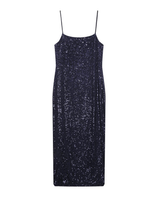 Robe longue sequins marine Tori
