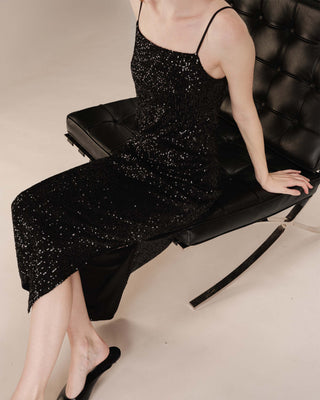 Robe longue sequins noir Tori